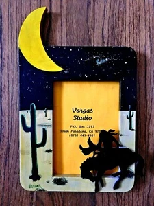 Cowboy Western Style Picture Frame ~ Night Moon & Cactus ~ 4" X 6" FREE SHIPPING - Picture 1 of 2