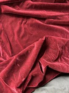 Deep Red Velvet Crushed Heavy Weight SOLID CUSHION FABRIC BY THE YARD 54"W - Picture 1 of 3