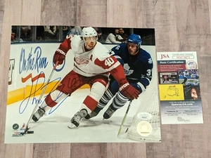 Archivo fotográfico firmado por Henrik Zetterberg 8x10 JSA certificado de autenticidad Detroit alas rojas Stanley Cup F - Imagen 1 de 3