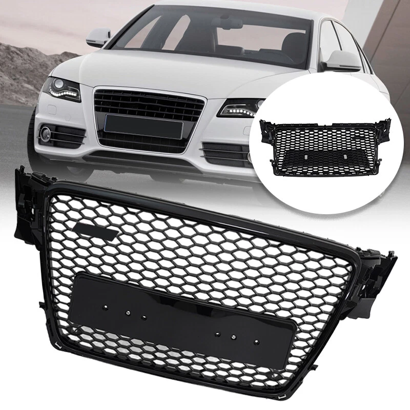 Решетка на капот переднего бампера сотовая сетка для стиля Audi A4 S4 B8 RS 2007-2012 годов выпуска - Изображение 1 из 4