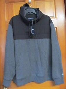Daniel Cremieux Black & Gray Quilted Hooded Sweatshirt Pullover Jacket Size XXL - Picture 1 of 6