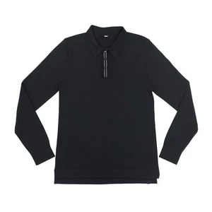 Lululemon Men's Knit Preppy Business Casual Long Sleeve Polo Shirt Size XS Black - Picture 1 of 7