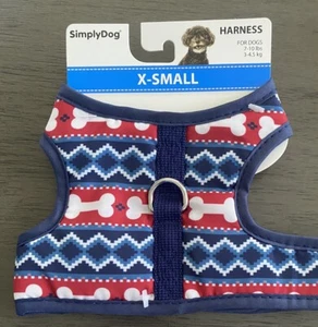 SIMPLY DOG Red,White,Blue "BONES" HARNESS Puppy/Dog -XSMALL - Picture 1 of 2