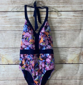 Lands’ End Neckholder-Badeanzug einteilig mehrfarbig Blumenmuster Damengröße 14 neu ohne Etikett - Bild 1 von 9