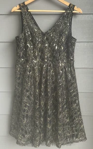 Motherhood Dress Womens Size L Maternity Black Metallic Embroidered Party Gown - Picture 1 of 10