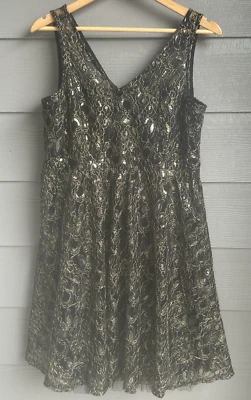 Motherhood Dress Womens Size L Maternity Black Metallic Embroidered Party Gown - Image 1 of 4