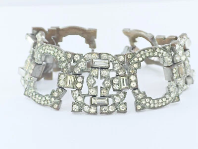 PULSERA DE CÓCTEL VINTAGE ART DECO CRISTAL DE DIAMANTES DE IMITACIÓN 27,5 mm ~ 7 pulgadas Foto 1 de 4