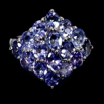 Anillo de plata de ley 925 ovalado tanzanita 5x4 mm piedras preciosas naturales joyería tamaño 9 Foto 1 de 4