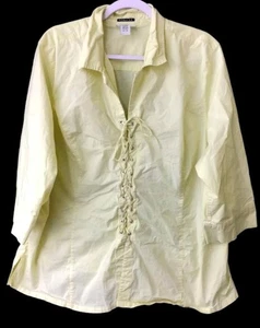 Avenue 26/28 gelb Kragen Schnürung vorne 3/4 Ärmel Elasthan Stretch Top - Bild 1 von 5