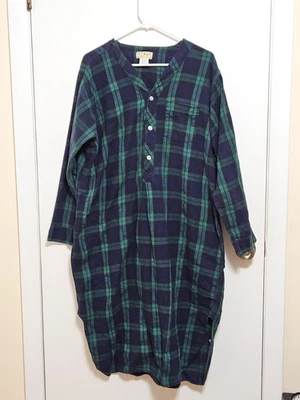 Camisa LL Bean Para Hombres Grande De Colección Verde Azul Franela a Cuadros Camisón Prendas para Dormir Foto 1 de 4