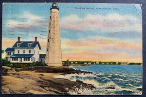 1940 Light House Pequot Avenue scena nuova Londra Connecticut CT cartolina postale - Foto 1 di 2