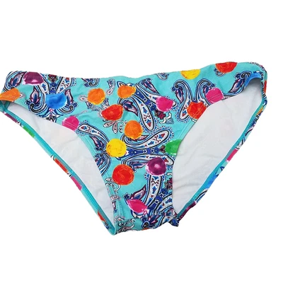 Floraday M Blue Multicolor Bikini Swim Suit Bottoms Printed Paisley Dots Medium - Image 1 of 4