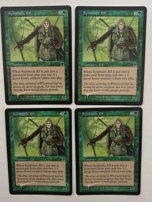 MTG 4X FOIL ONSLAUGHT SYMBIOTIC ELF NM MAGIC THE GATHERING GREEN COMMON CREATURE - Image 1 of 4