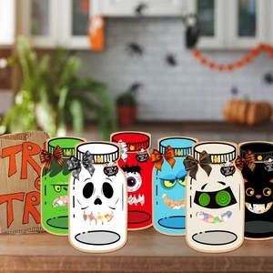 18PCS Paper Halloween Candy Bags Cartoon Jar Shape Cards School Gathering - Picture 1 of 12