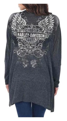 Harley-Davidson женщин Road столкновения украшенный длинным рукавом кардиган, серый 🔥 1XL - Изображение 1 из 4