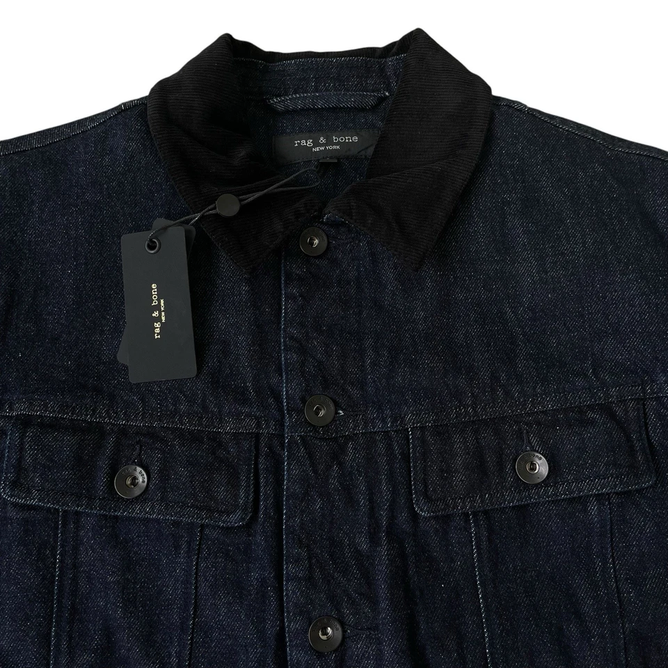 Rag & Bone Men's Eli Lined Denim Trucker Jacket Indigo Size Large $495 - Image 1 of 4