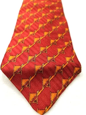 Corbata de seda Valentino Cravatte para hombre hecha en Italia rayas cuadradas rojas naranjas Foto 1 de 4