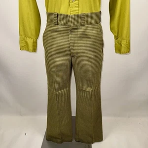 Vtg 60s 70s Sears Pants Mens 34 29 MCM Mod Leisure Suit Disco Plaid Rockabilly - Picture 1 of 16