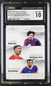 2024 Leaf Special Release Exclusive Legend Messi Ronaldo Zidane #ELE-47 CGC 10 - Picture 1 of 2