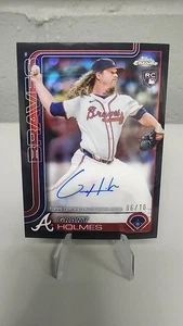 2025 Topps Chrome Grant Holmes rifrattore nero /10 auto RC #RA-GH Atlanta Braves - Foto 1 di 10