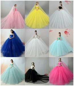 For 11.5" Barbie Doll Outfits Gown Toys Dolls Clothes Wedding Dress + Headdress - Picture 1 of 12