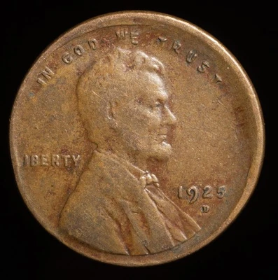 ✅  1925-D Lincoln Wheat Cent.  WAY OFF-CENTER STRIKE.    WOW       FREE SHIPPING - Image 1 of 4