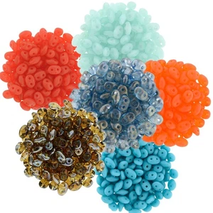 Superduo Tschechisch Glas Zwei-Loch Perlen, 2,5" Röhre/8,5g-Farbe/n wählbar - Bild 1 von 34