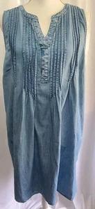 Sonoma Damen Jeans Etuikleid XXL Blau Denim Plissee Ärmellos Chambray - Bild 1 von 10