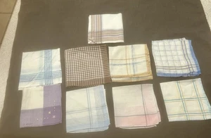 Vtg Lot of 8 Men’s Cotton And Linen Handkerchiefs Hankies - Picture 1 of 12