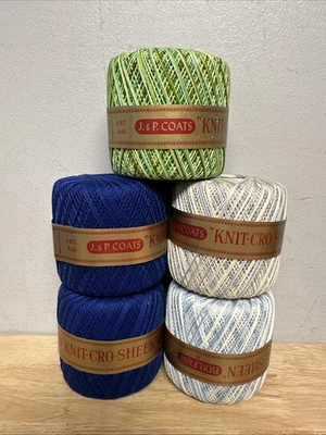 J. & P. COATS KNIT-CRO-SHEEN BOILFAST THREAD Vintage Lot Of 5 - NEW - Image 1 of 2