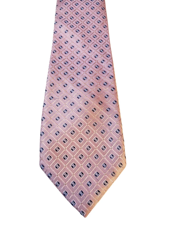 Gravata masculina Nautica designer luxo rosa azul geométrica igreja empresarial - Imagem 1 de 4