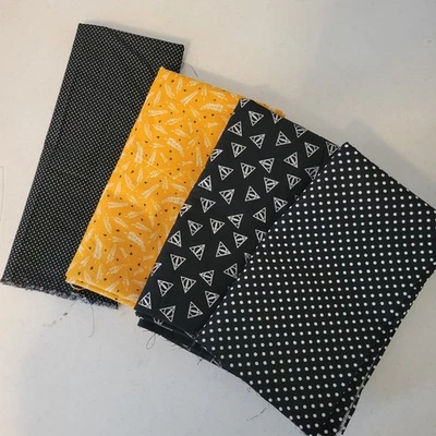 Waverly & Harry Potter Fabric Lot Black Yellow Polka Dot Triangle Print Sewing - Image 1 of 4