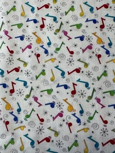 Regenbogen hell Musik Musik Noten NTC Stoff 1 Yard 100 % Baumwolle kostenloser Versand - Bild 1 von 12