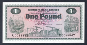 NORTHERN IRELAND P-187a. Northern Bank.. 1970 1 Pound - Wilson.. UNC - Picture 1 of 2