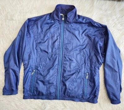 Vtg Kaelin Track Jacket Womens L Zip Lined Pockets Logo Blue Purple Windbreaker  - Image 1 of 4
