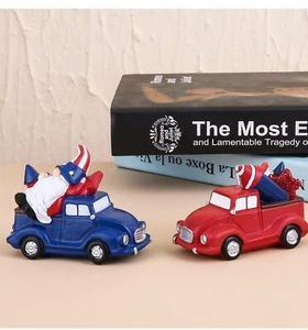 Camión Hodao Gnomos Estatuas Día de los Caídos Decoración del Hogar Patriótico - Imagen 1 de 3