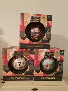 FAO Schwarz Set Of 3 Christmas Ornament 2017 NIB Holiday Limited Edition 4" Ball - Picture 1 of 7