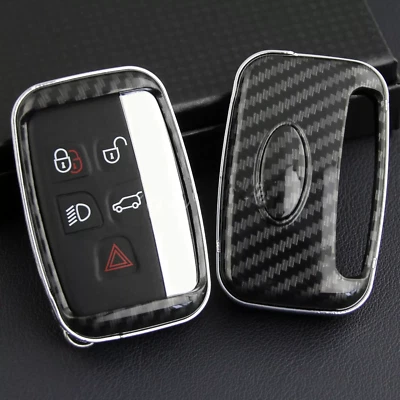 For Range Rover Evoque Discovery Sport LR4 Car Key Fob Cover Case Carbon Fiber - Image 1 of 4