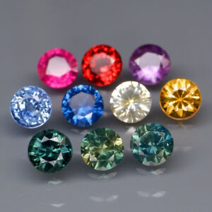 Round Diamond Cut 4 mm.Heated Only Fancy Color Sapphire Madagascar 10Pcs/3.27Ct.
