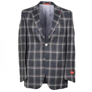 Isaia Trim-Fit Dark Green Check Wool-Silk-Linen Sport Coat 40R (Eu 50) NWT - Picture 1 of 11
