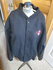 Mens Hard Rock Wool Coat With Leather Sleeves Size L - Picture 1 of 4