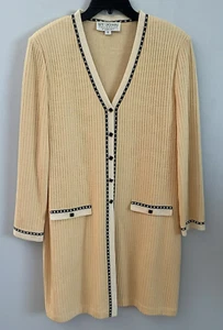 St. John Collection Santana Knit Jacket Light Yellow V-Neck Women's Size 8 - Picture 1 of 5
