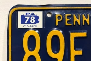 1978 Pennsylvania Nummernschild Kennzeichen Aufkleber, YOM, PA - Bild 1 von 2