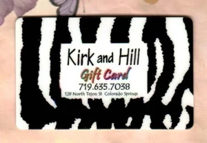 KIRK AND HILL Zebra Stripes ( 2004 ) Gift Card ( $0 ) - Picture 1 of 1