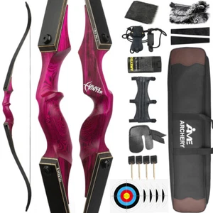 60" Archery Recurve Bow 20-60lbs Limbs Wooden Takedown American Hunting Target - Picture 1 of 32