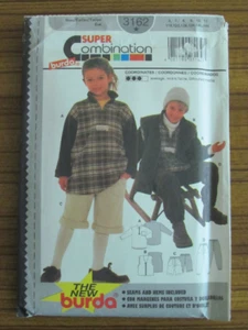 BURDA PATTERN - 3162 GIRL BOY JUMPER TOP VEST FRONT ZIP PANTS SHORTS 6-11 UNCUT - Picture 1 of 2