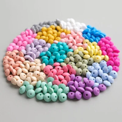 30pcs Lentil Silicone Beads BPA Free Spacer Beads Toys DIY Necklace Making 12mm - Image 1 of 4