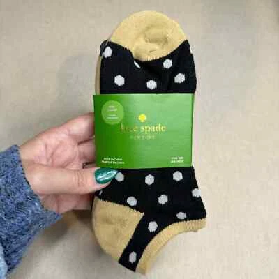 Kate Spade Calcetines al Tobillo Acogedores Cojín Negro Blanco Lunares Paquete de 2 NUEVO Foto 1 de 3