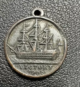 1905 UK Great Britain HMS Victory Copper Ship Medallion BFSS Nelson Centenary - Picture 1 of 2