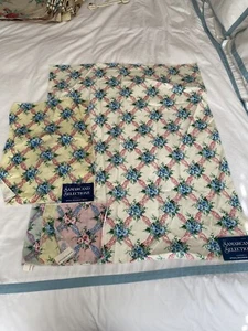 Vintage Samarcand Selections Fabric 27” X 34” Chintz Blue Floral Pink Ribbon - Picture 1 of 5